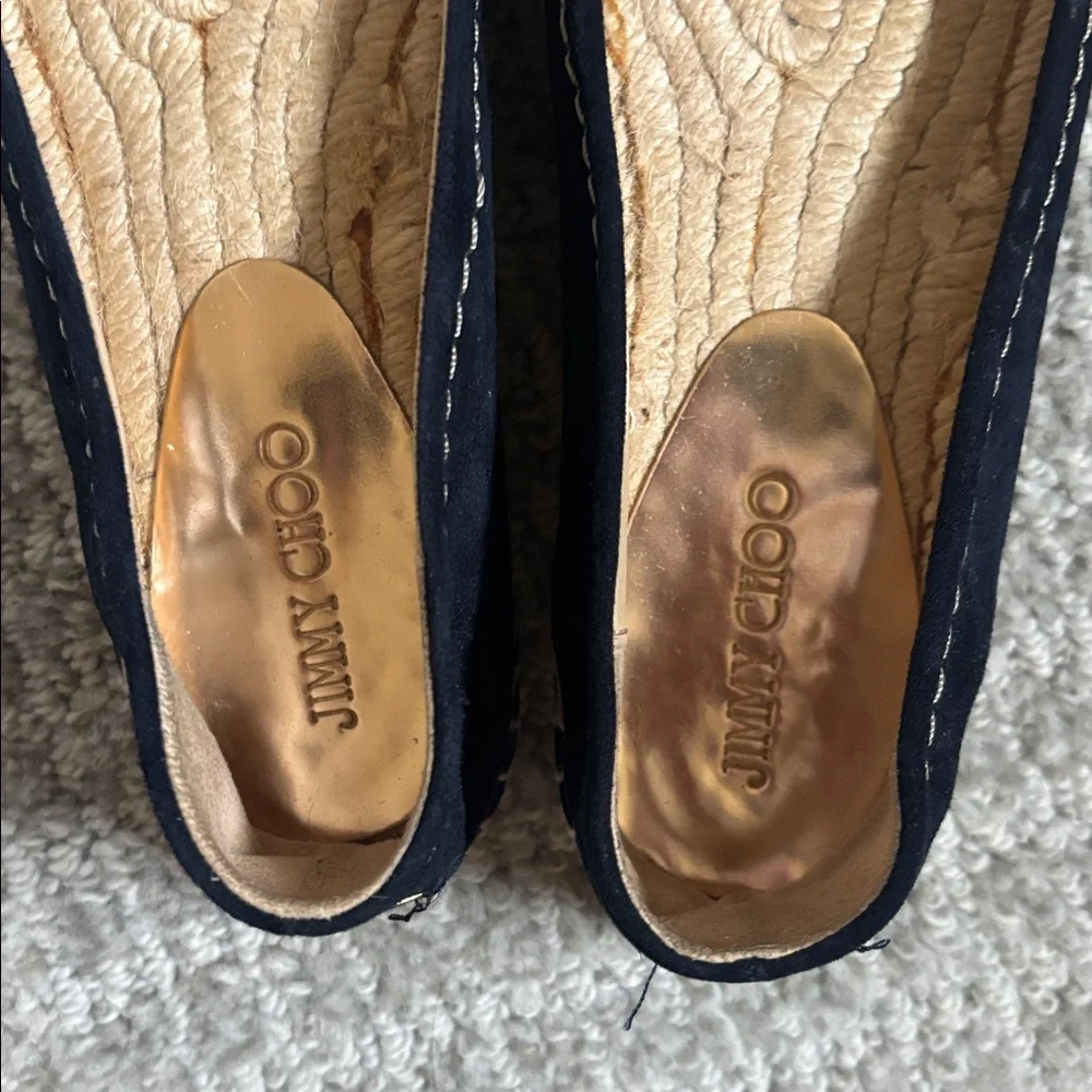 Jimmy Choo Navy Suede Espadrille Ballet Flats